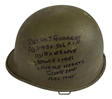 World War II Band of Brothers - Wild Bill Guarnere Signed Stat Helmet (PSA/DNA)